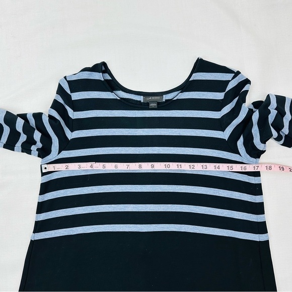 J. Jill Small Wearever Collection Black & Blue Striped Dress - Picture 9 of 14